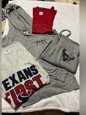 Victoria's Secret PINK Gray Texans Lounge Set with Battle Red Tee
